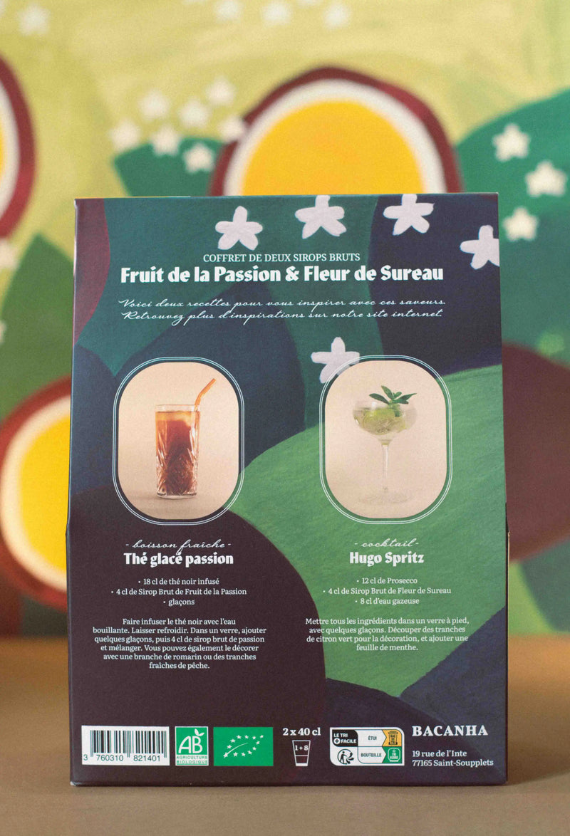 Coffret Sirop Brut Fleur de Sureau & Fruit de la Passion - 2 x 400 ml