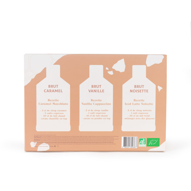 Sirops Brut - Coffret Coffee Barista : Caramel, Vanille, Noisette - 3x400 ml